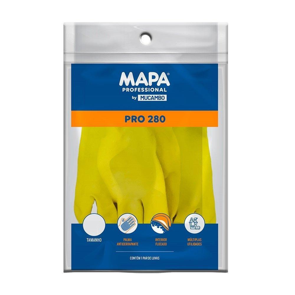 Luva Mucambo 280 Flex  Profissional Flocada Amarela Tamanho P - Embalagem com 10 Pares
