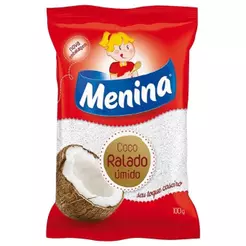 Coco Ralado Menina Úmido Adoçado 100g - Embalagem com 24 Unidades
