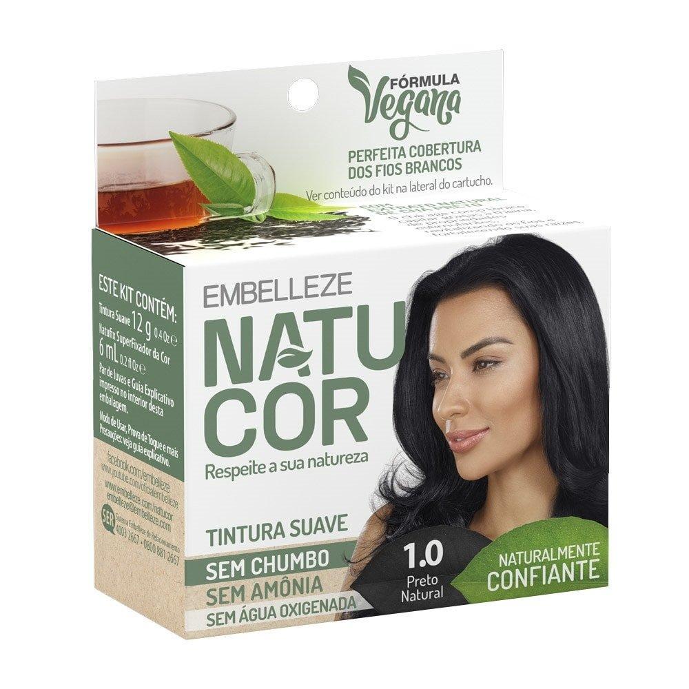 Tinta de Cabelo Natucor em Pó Pequena 1.0 Chá Preto - Preto Natural