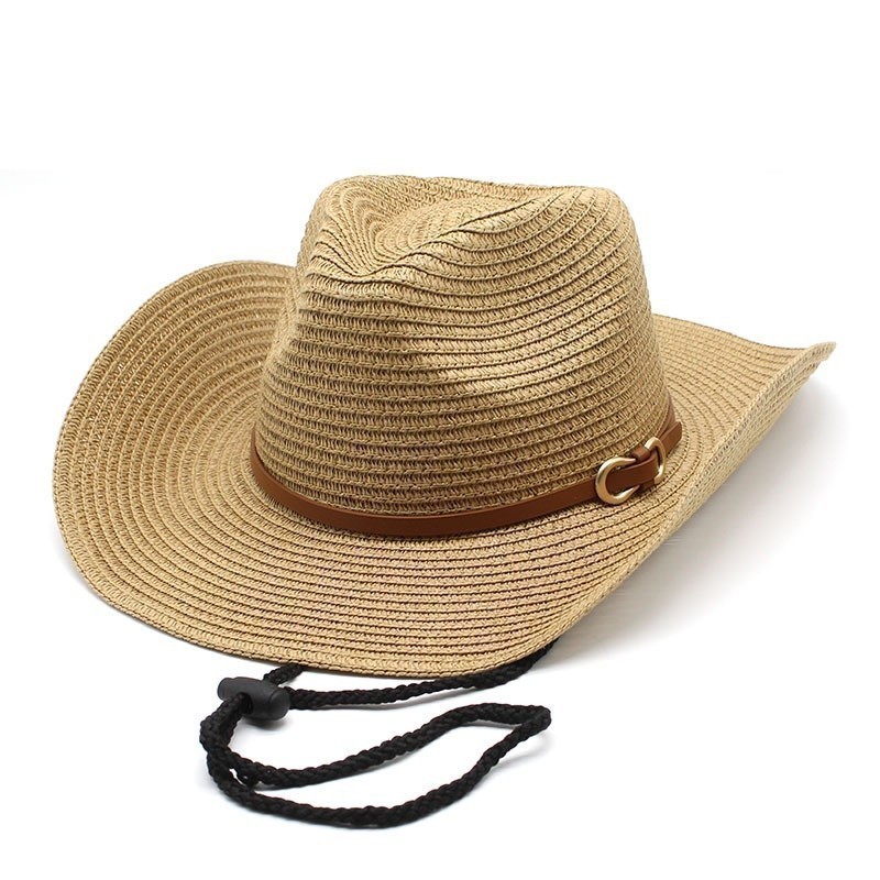 Chapéu de Cowboy ocidental para homens e mulheres, chapéu de aba grande, aba de 9 cm, guarda-sol, chapéu de palha