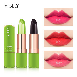 VIBELY Batom em Gel Hidratante de Aloe Vera com Sensação de Calor e Mudança de Cor, Brilho Labial Hidratante, Cuidado La