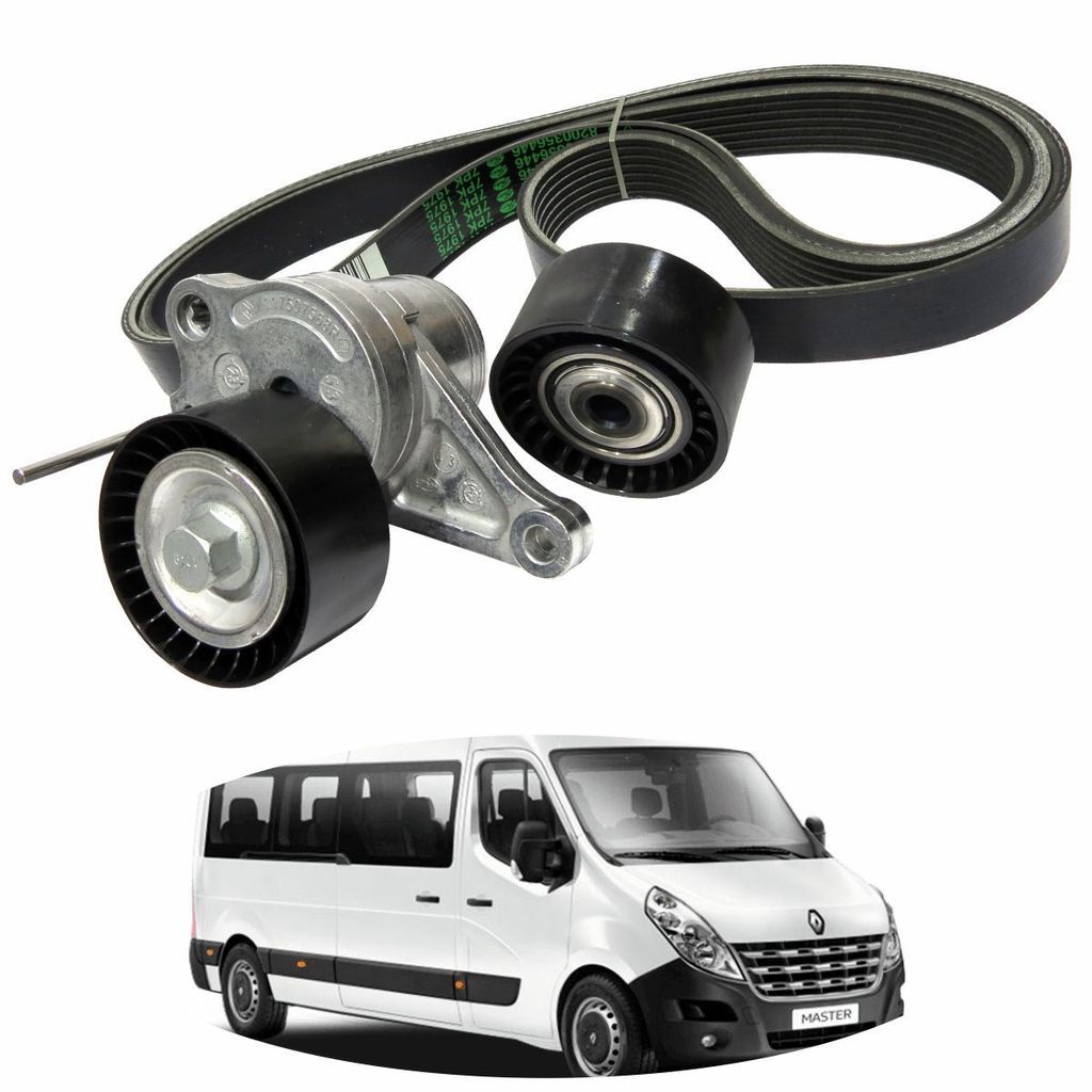 KIT CORREIA POLY-V ALTER C/TENSOR E POLIA C/AR RENAULT MASTER 2.3 16V DCI ELETRÔNICA 2014 A 2022 7701476645/SKU357