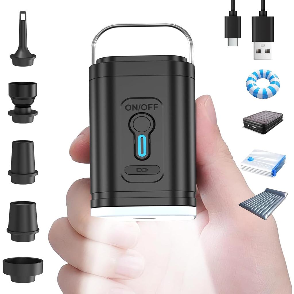 3 em 1 Mini Compressor de Ar Portatil Recarregavél USB Bomba De Ar Lãpião Lanterna-2400mAh-35W