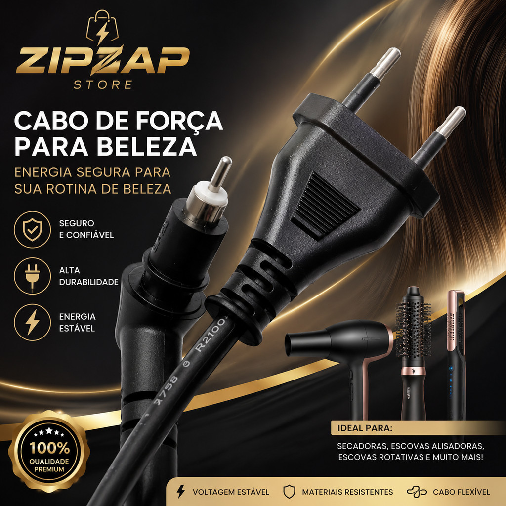 Cabo para Escova Secadora / Chapinha / Escova Rotativa 1,2m Compatível com a Maioria dos Modelos