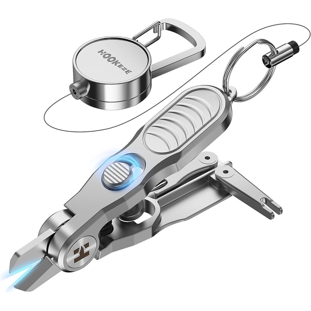 Cortador de Linha de Pesca HOOK-EZE, Alicate para Pesca com Mosca com Retratores e Acessórios para Amarrar Nós, Tesoura