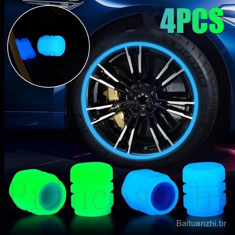 [Princesa] 1 peça/4 pacotes Tampa de Válvula Universal para Pneus de Carro/Vara Fluorescente/Ponta Fluorescente CTTA