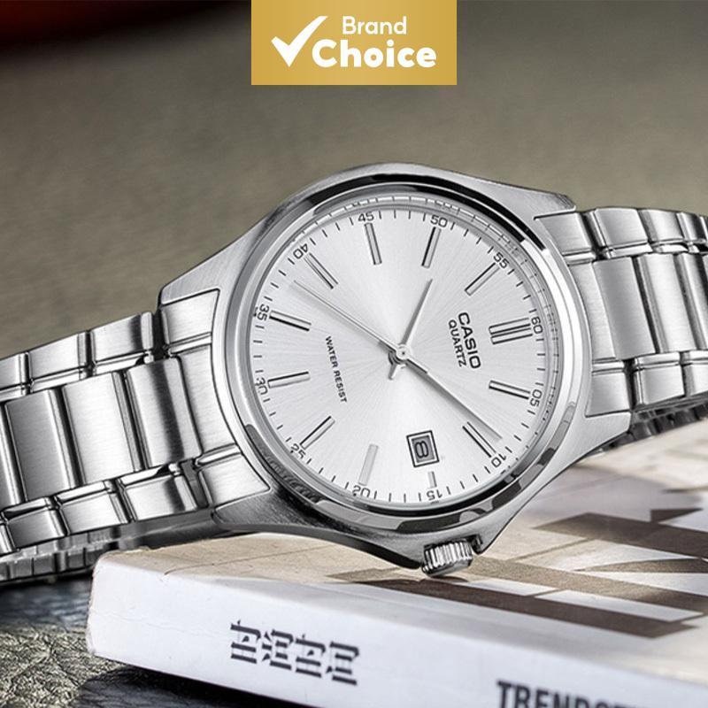Para Casio Masculino Resistente À Água Analógico Relógio De Quartzo Pulseira De Aço Com Couro Artificial Mtp-1183a-7a