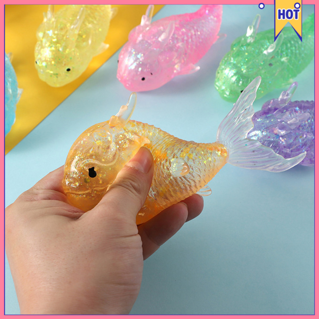 Maltose Glow Arowana Fish Squeeze Toy – Slow Silicone Stress Relief Fidget for Kids Adults Cute Decompression Gadget P