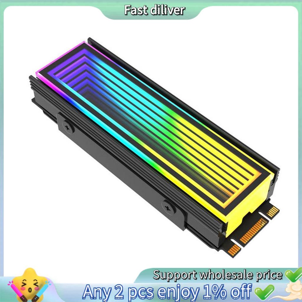 M . 2 ARGB Radiador De Computador 2280 SSD M2 PC RGB Nvme Cooler Dissipador De Calor Efeito Abismo Infinito Preto