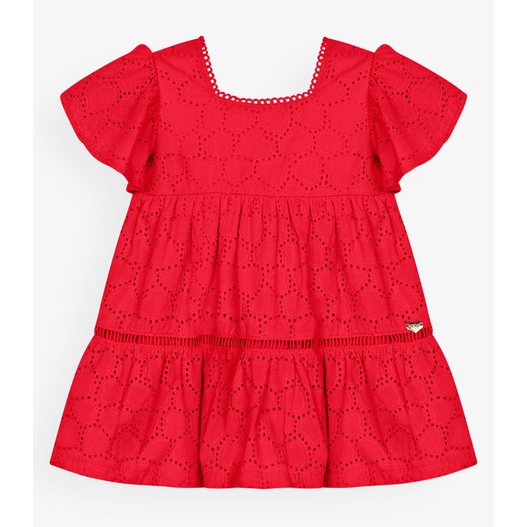 Vestido Infantil Menina Laise Coração Trick Nick Vermelho