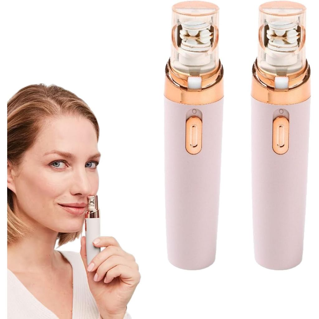 Epilador Facial Epibella, Epilador Elétrico Recarregável Sem Fio 2 em 1 para Rosto, Lábios, Pernas, Axilas (Rosa, 2 peça