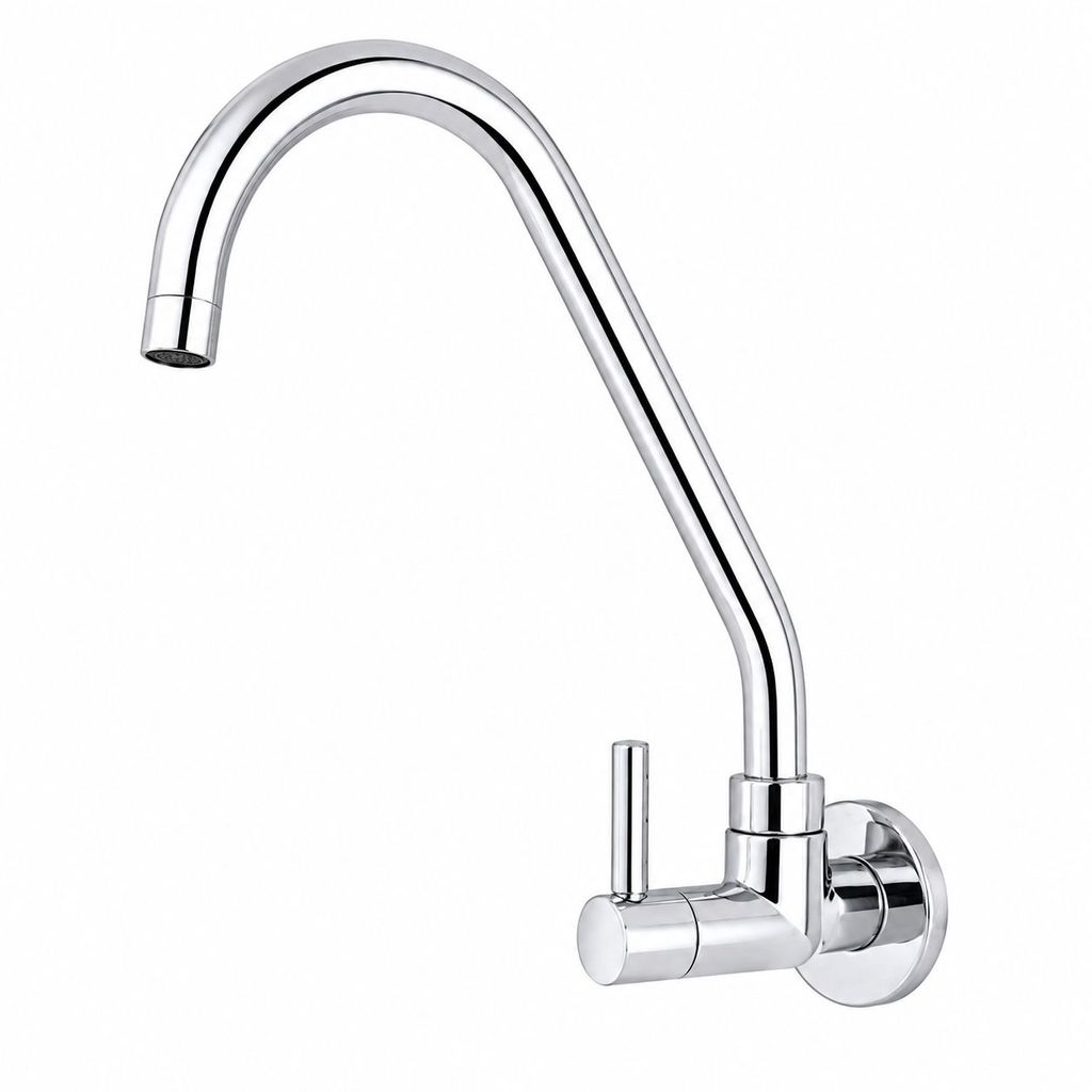 Torneira Para Cozinha 1/4 V De Parede Metal Cromada 1167 C61