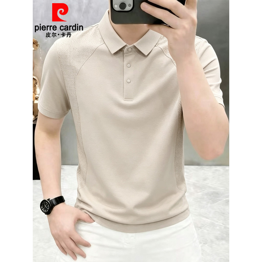 Pierre Cardan moda lapela de secagem rápida manga curta camiseta masculina verão novo estilo Casual Wear respirável esti