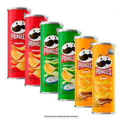 Combo Pringles Original 2 unid + Pringles Creme e Cebola 2 unid + Pringles Queijo 2 unid