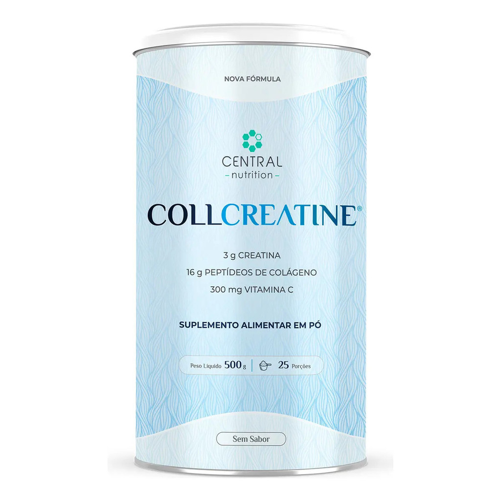 Collcreatine Colágeno Creatina Proteína Suplemento em pó 500g - Central Nutrition - Sem Sabor