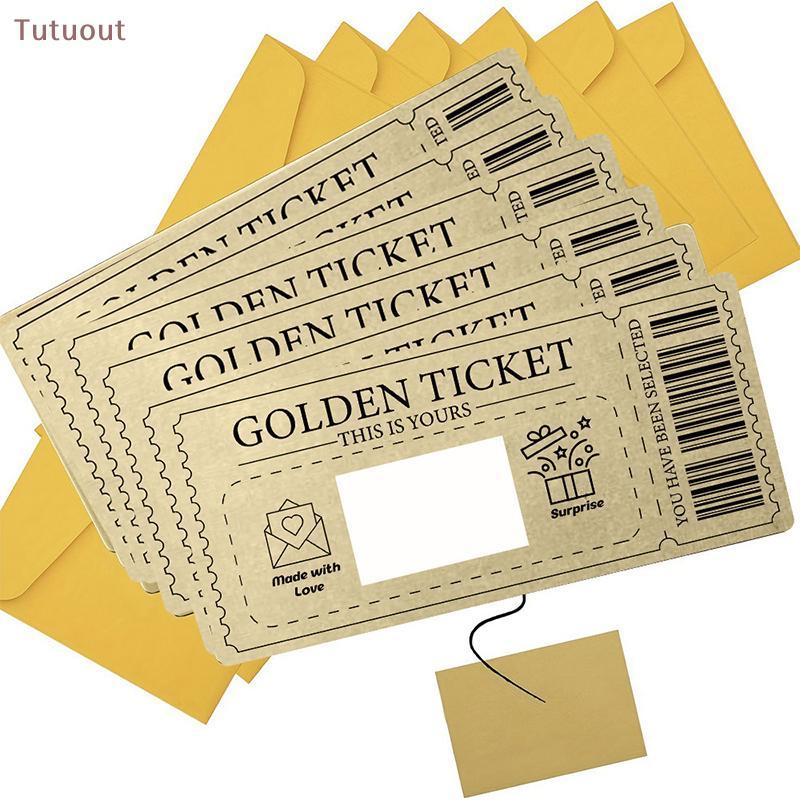 TUTU Scratch off Tiet Dourado-Cartão Rifa Presente Surpresa De Risco Com Envelope Festa Favor Cinema Voucher BR
