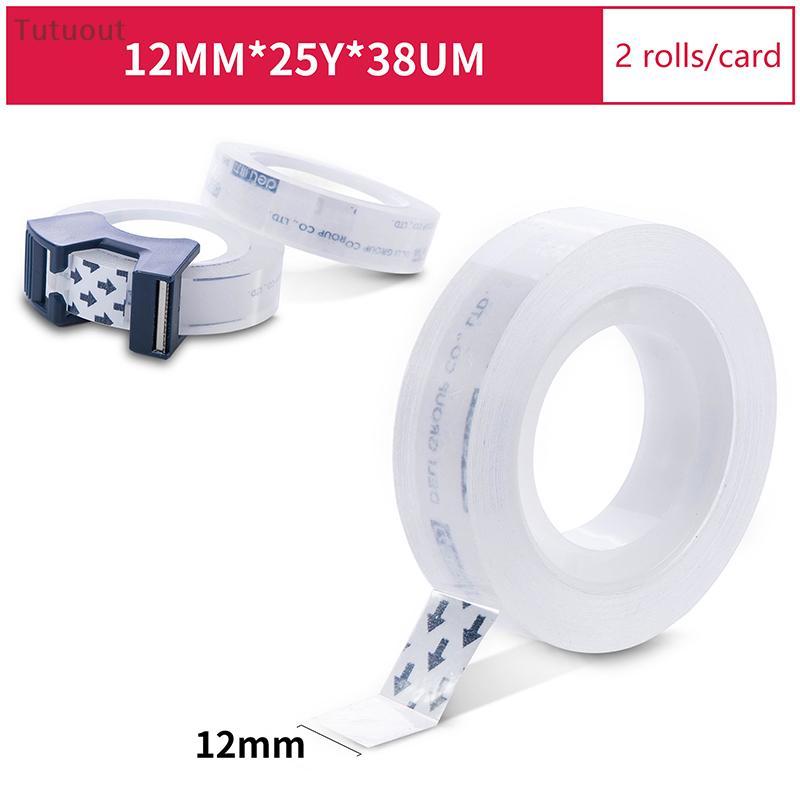 TUTU 2 Pcs Fita Adesiva Transparente Com Cortador Conjunto 12mm Escrita Invisível Para Paing Vedação Decoração Diário St