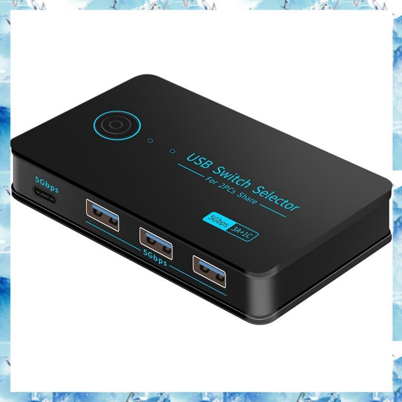 [Bcd] Switcher USB 2 Computadores Kvm Switch 3.0 4 Portas (3USB3.0 + 1-C) Hub Share Devices Scanner De Impressora