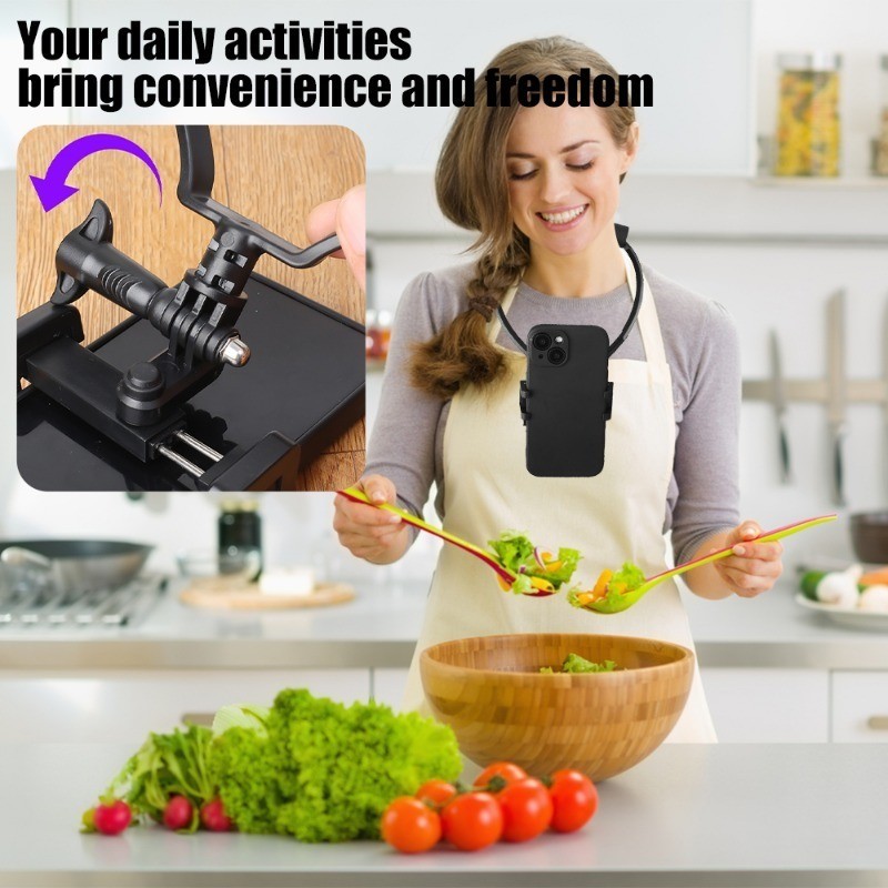 Suporte de Pescoço para Celular - Selfie, Assistir TV, Gravação de Vídeo - 360 °     Rotativo, Antivibração