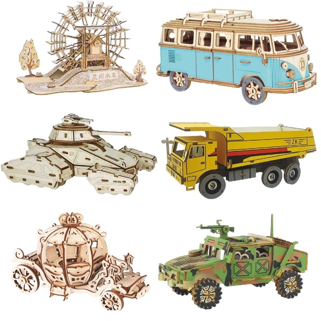 Modelo de montagem de madeira brinquedo modelo de montagem de madeira 3d quebra-cabeça tridimensional diy montagem artes