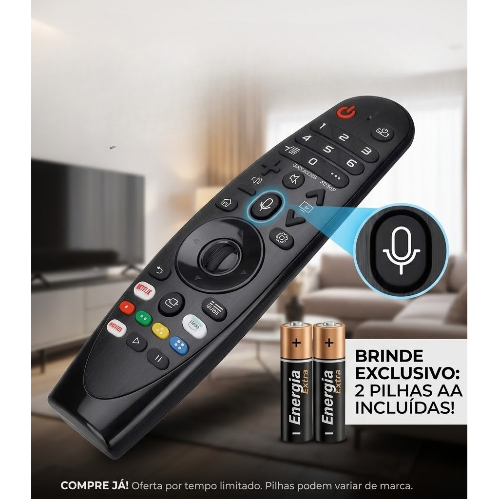 Controle para Smart Magic Tv LG MR19BA | MR20GA Com Comando De Voz E Mouse Unive