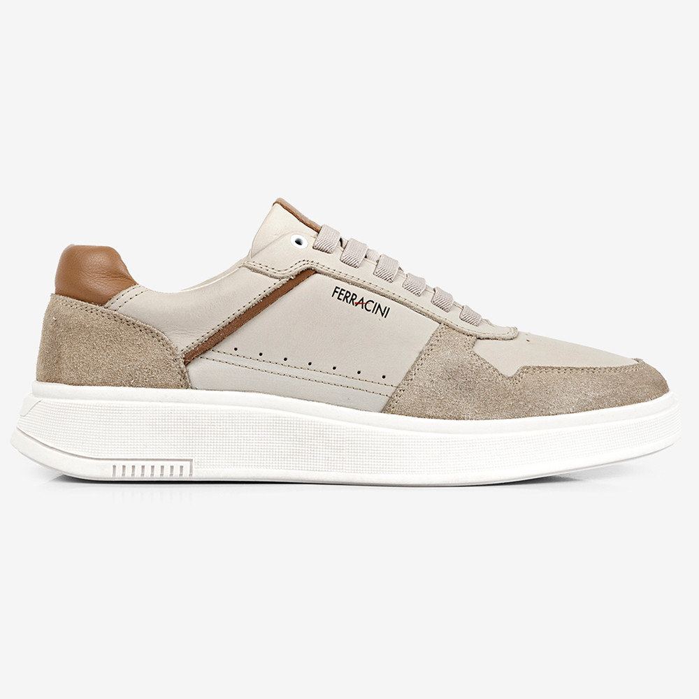 Sapatênis de Couro Ferracini Logan 9316-678D Bege Masculino