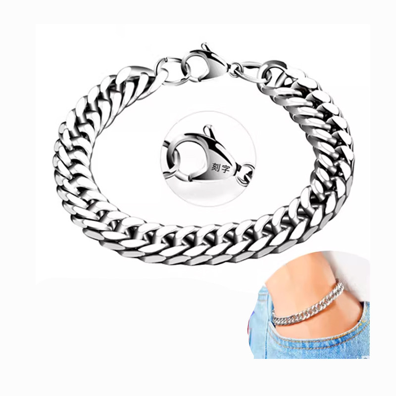 Pulseira de aço inoxidável masculina versão coreana na moda único simples corrente jóias feminino na moda estudante Hip-