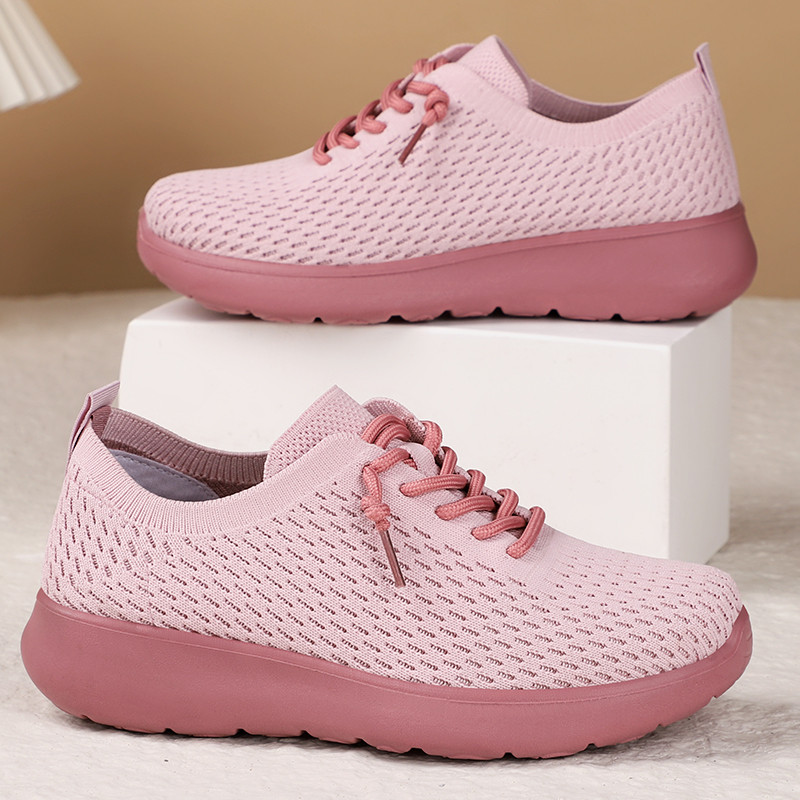 Sapatos femininos 2026 novo estilo de meia-idade sapatos femininos idosos sapatos únicos sapatos de malha respirável sol