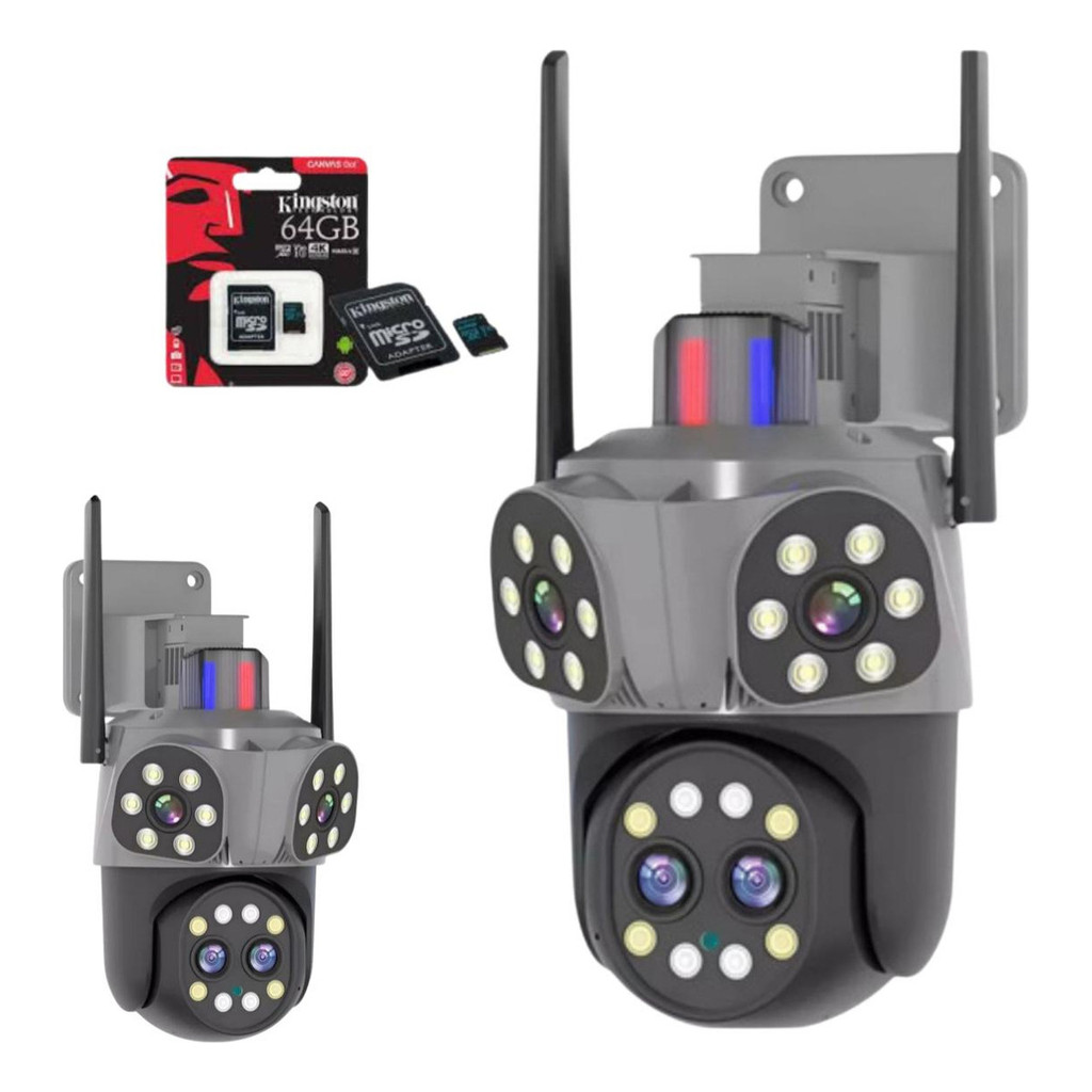 Câmera 4 Lentes colorida Wi-fi 360° Visão Noturna Detecção Movimento