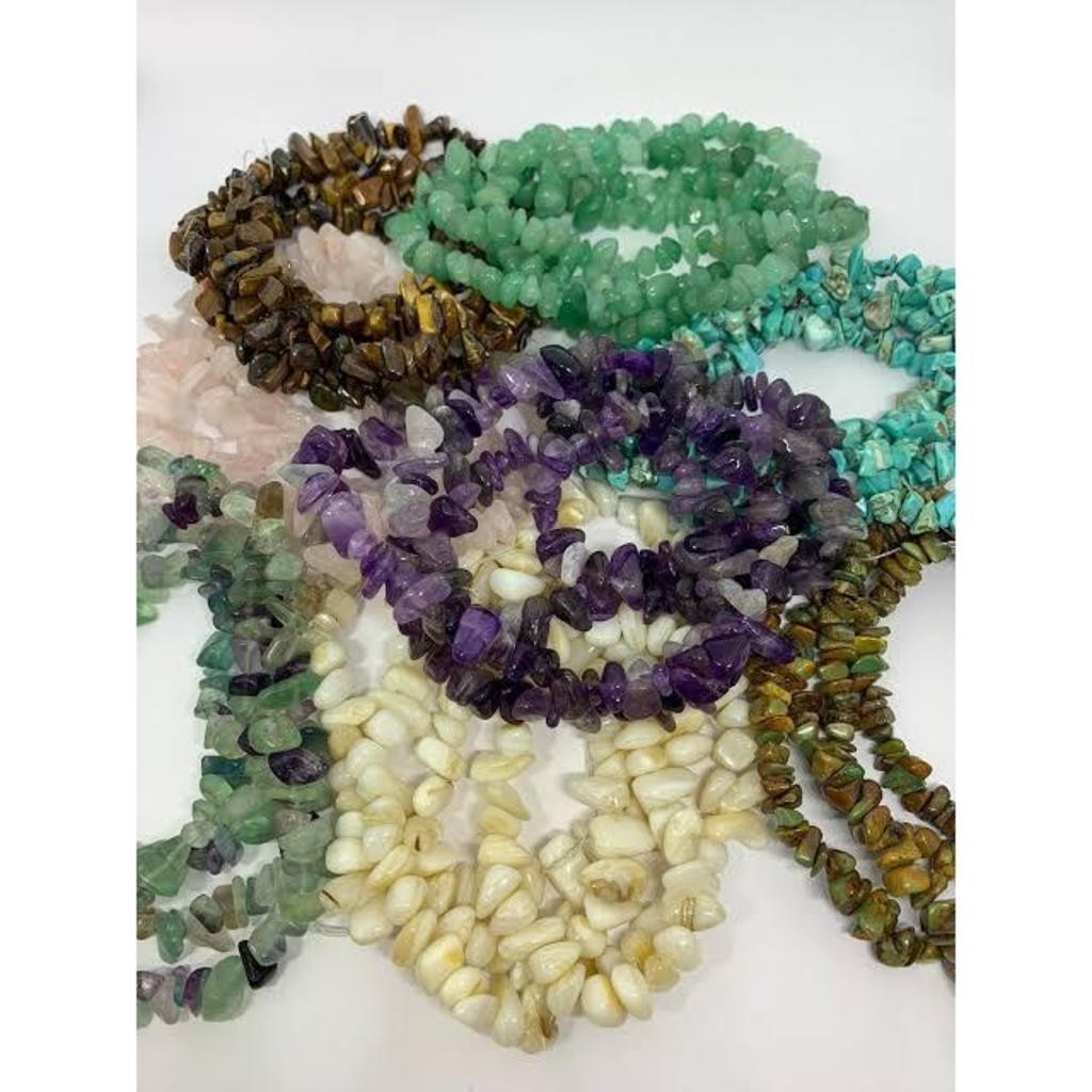 Fio Cascalho Pedra Natural 80cm Colorido para Pulseira Colar Bijuteria Artesanato Atacado DIY