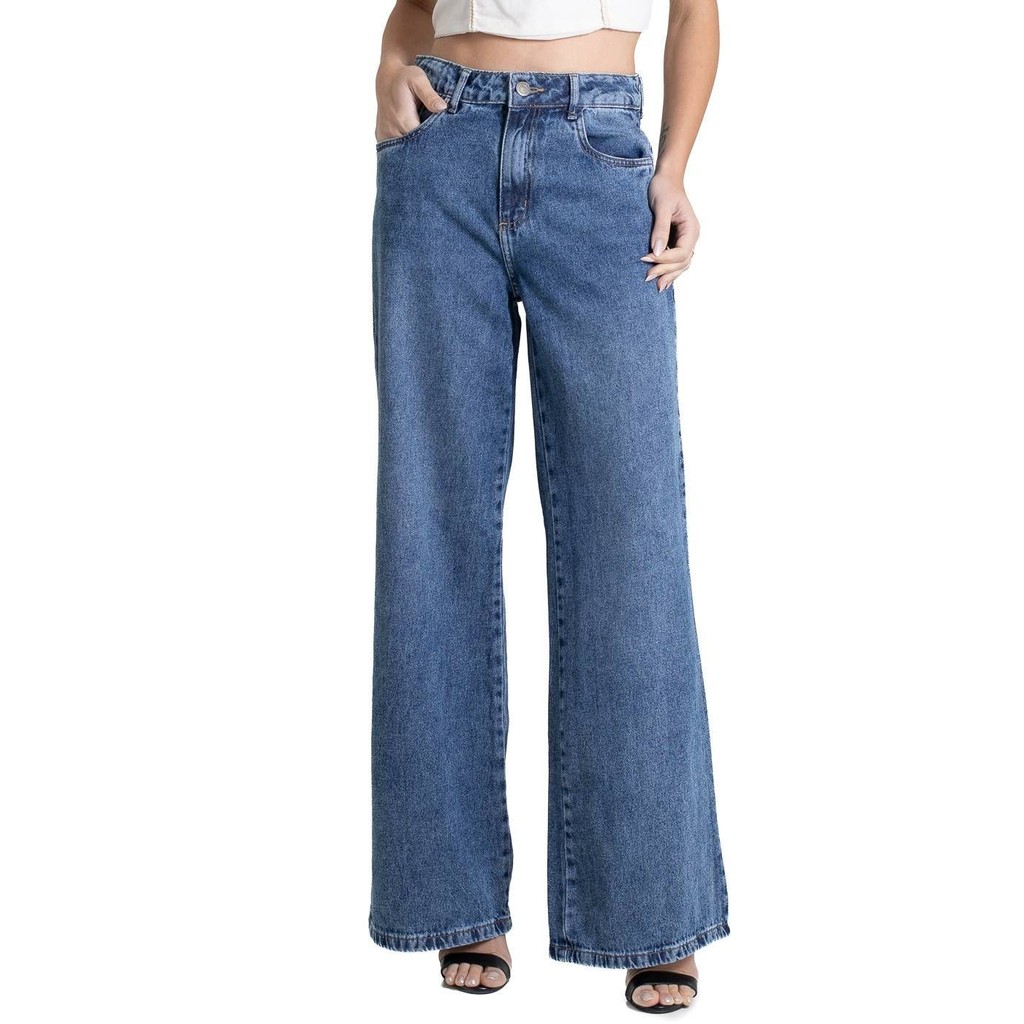 Calça Jeans Sawary Wide Leg - 280406 em Oferta na Shopee