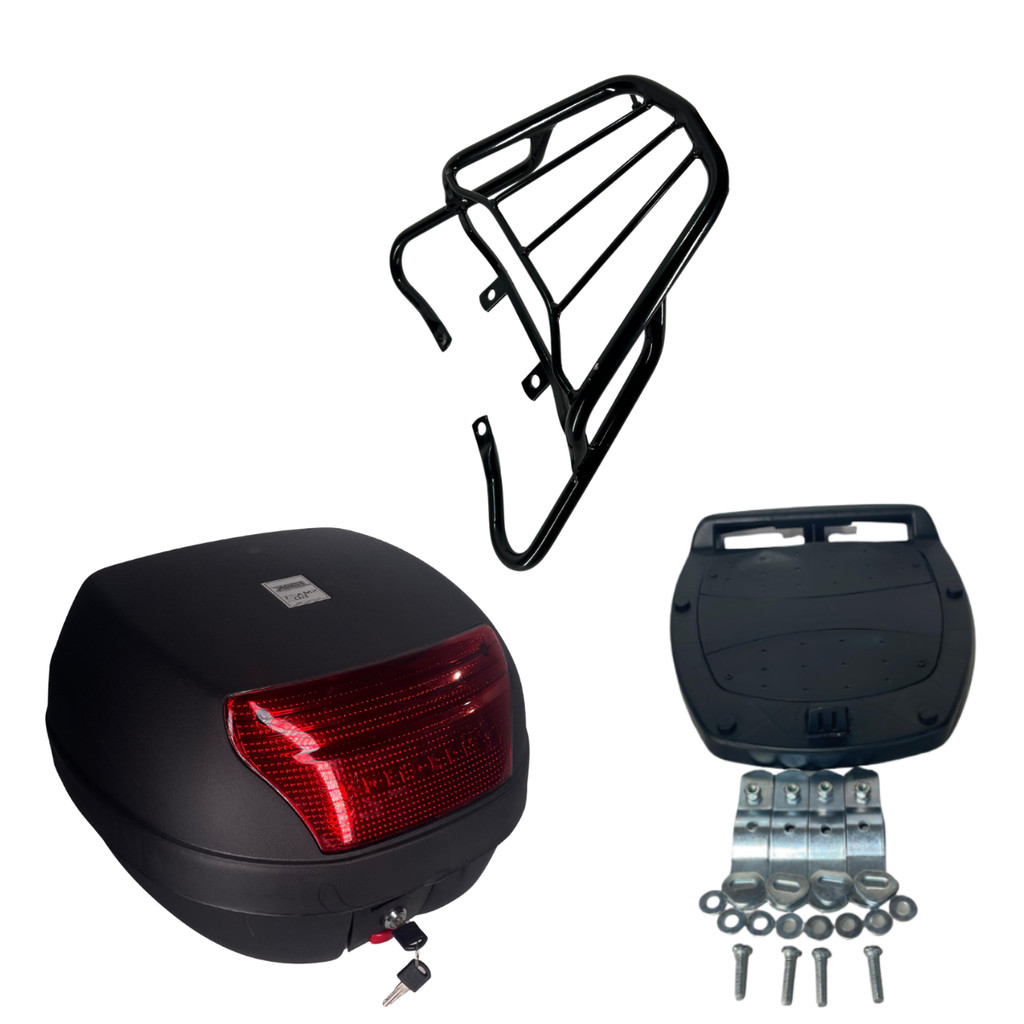 Bagageiro Titan Fan 150 Baú Bauleto 28 Litros 2009 2010 2011 2012 2013 Preto Cromado
