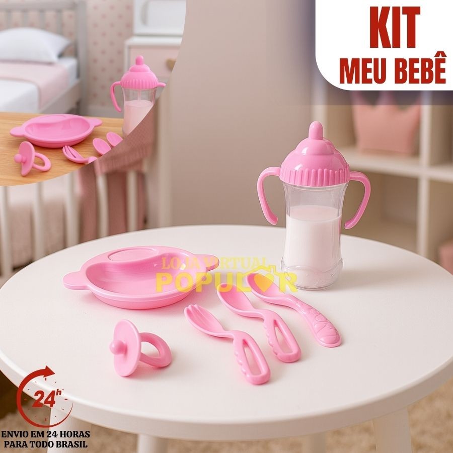 Kit Acessórios de Boneca Meu Bebê Infantil - Ark Toys 6 Peças Bebê Reborn