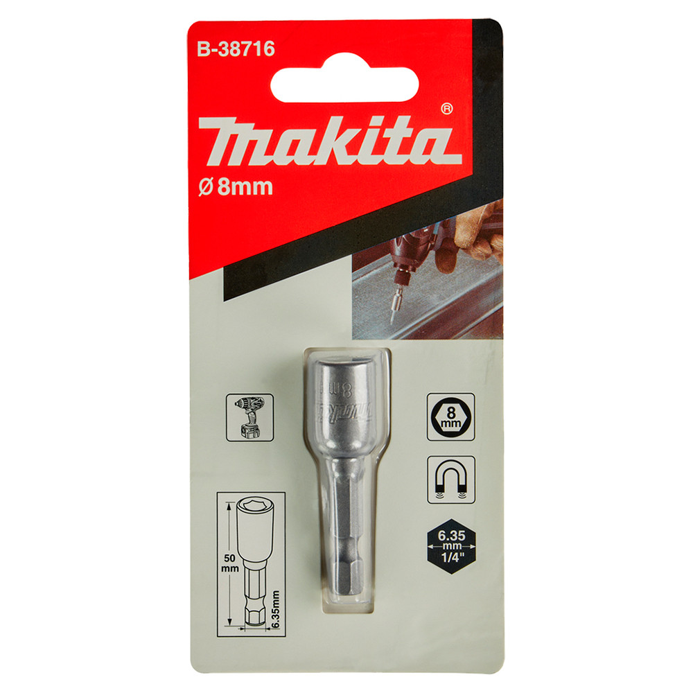 Bits Sextavado Canhão Longo Magnético 8mm Encaixe 14" Makita B-38716 em Oferta na Shopee