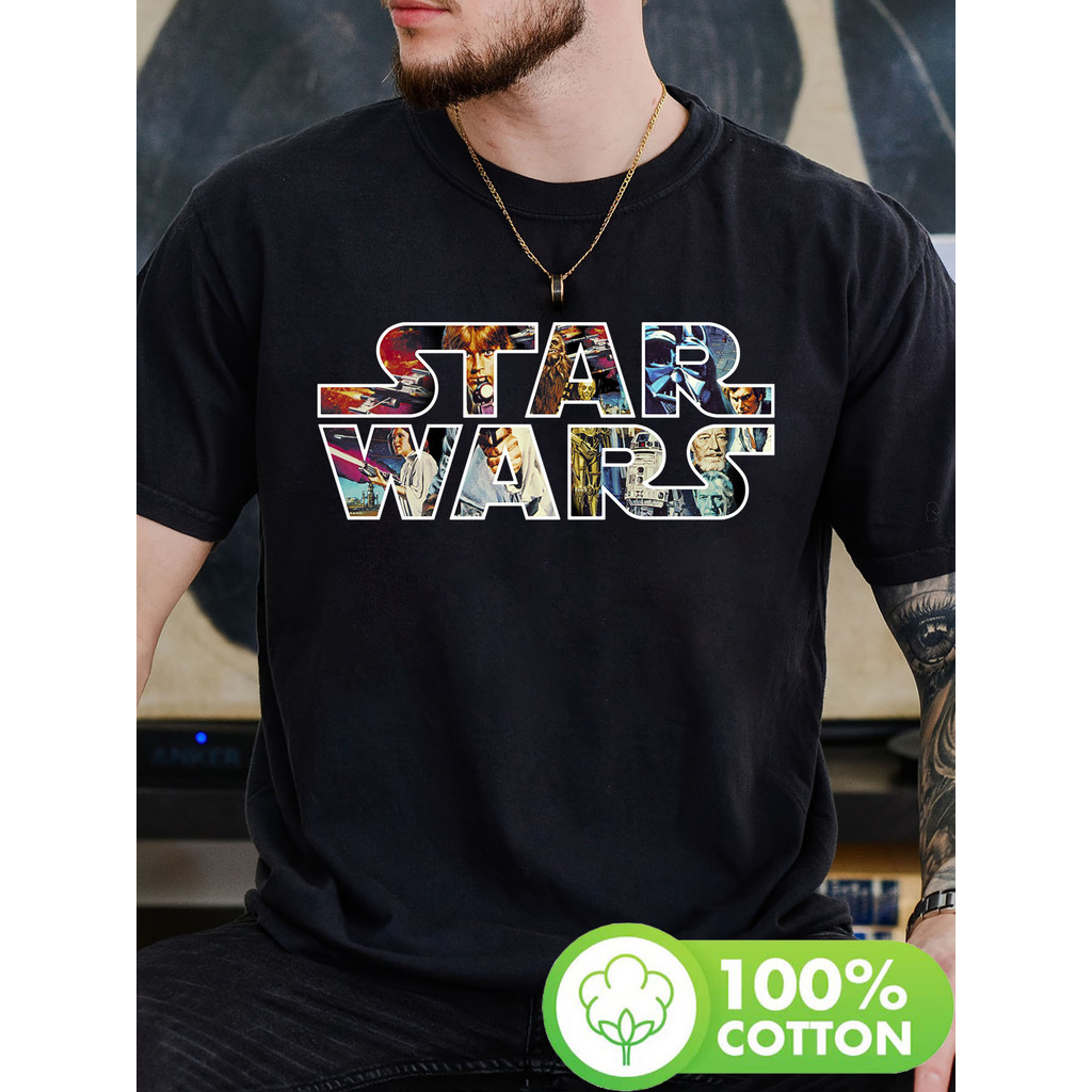 Camiseta Unissex Premium Plus size Star Wars Design Personagem Icônico Básica Oversized 100% Algodão Confecção Própria