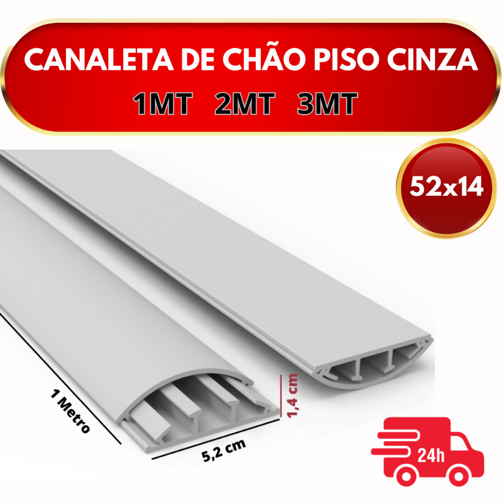 CANALETA DE CHÃO CANALETA PISO 52x14 CINZA 1 METRO 2 METROS 3 METROS