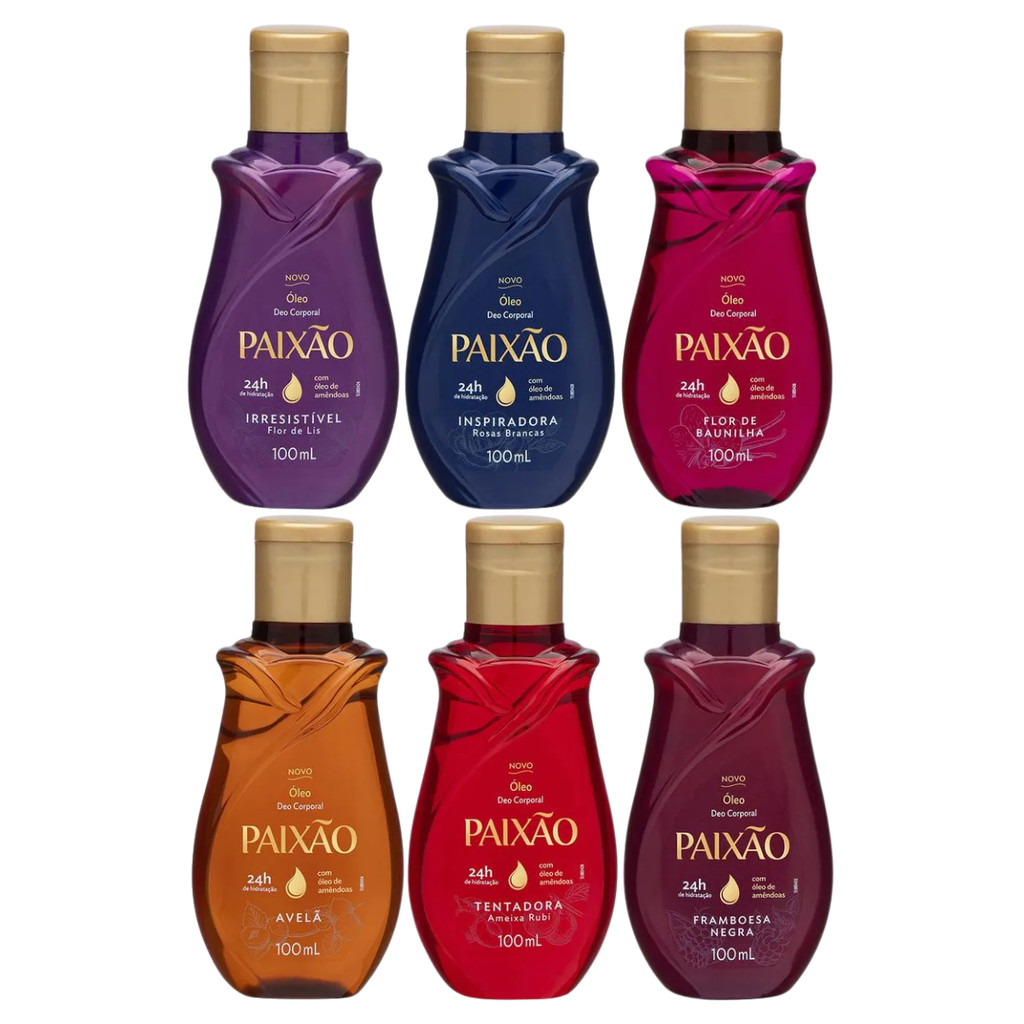 Kit Completo Com Todas as Fragâncias Óleo Corporal 6x 100ml em Oferta na Shopee