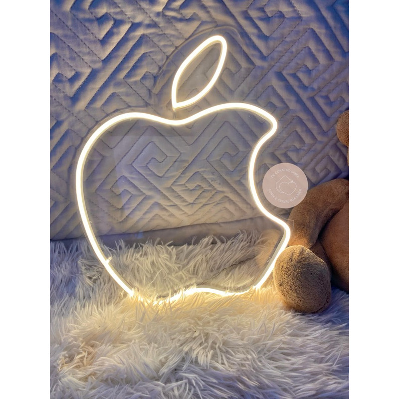 Placa de acrilico Led logo Apple Ou Android - Personalizado acompanha fonte 30cm