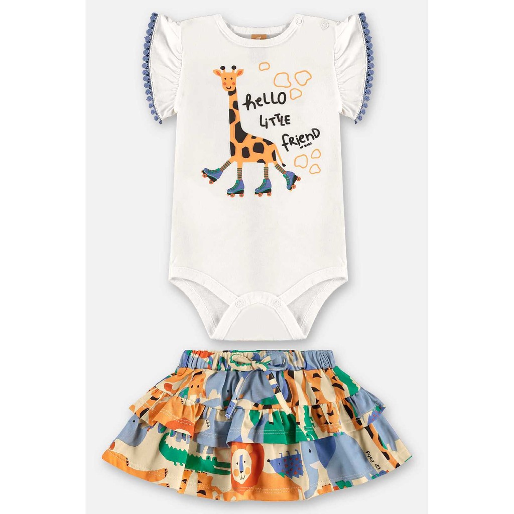Conjunto com Body e Saia para Bebê Up Baby em Oferta na Shopee