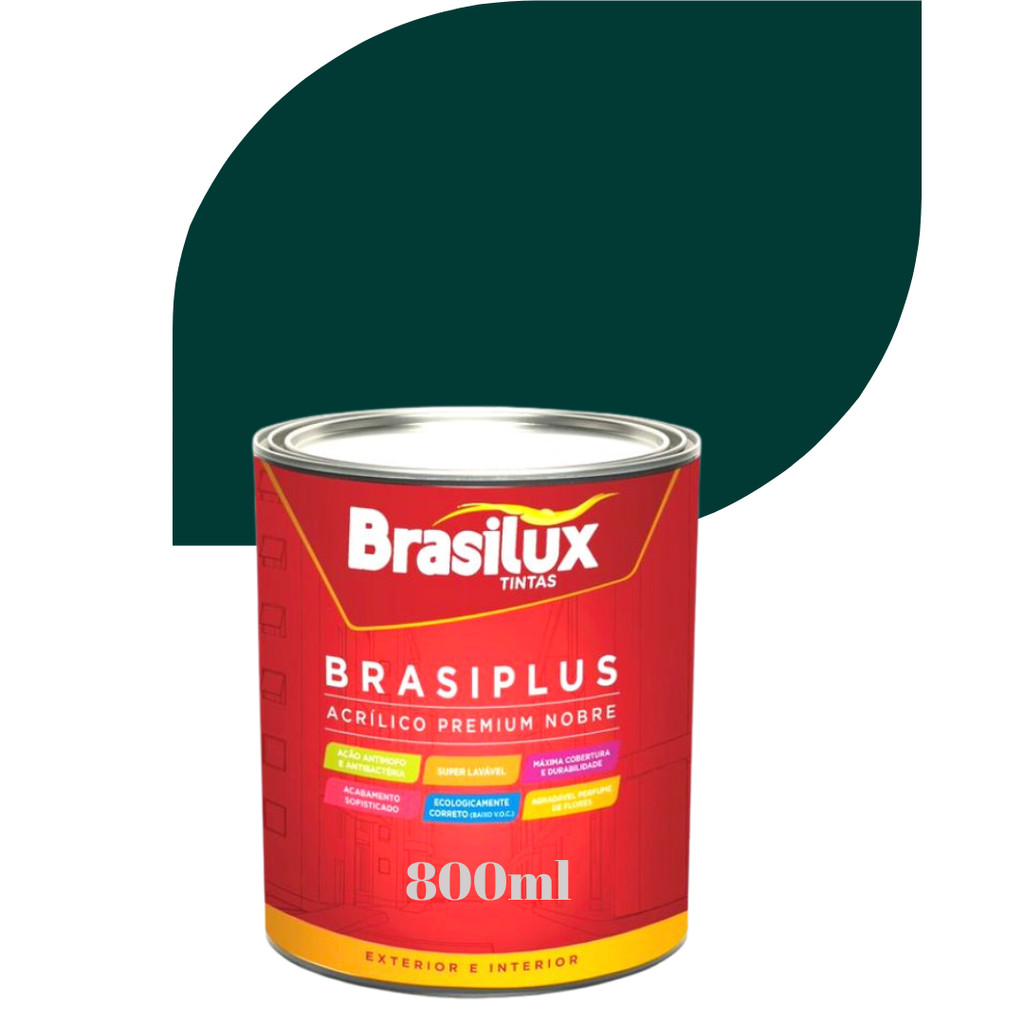 Tinta Verde Escuro de Parede Brasiplus Fosca 800ml Cor Verde em Oferta na Shopee