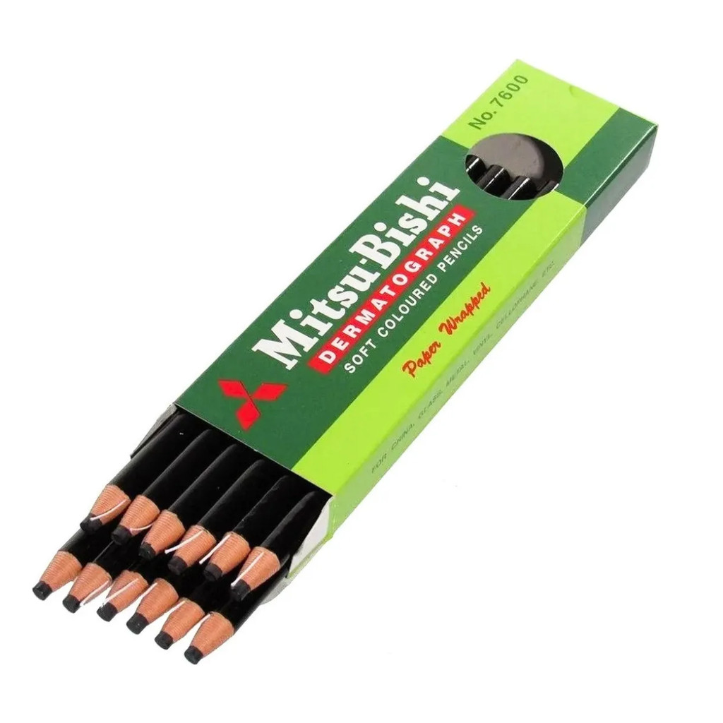 Caixa 12 Lápis Dermatográfico Mitsubishi 7600 Preto