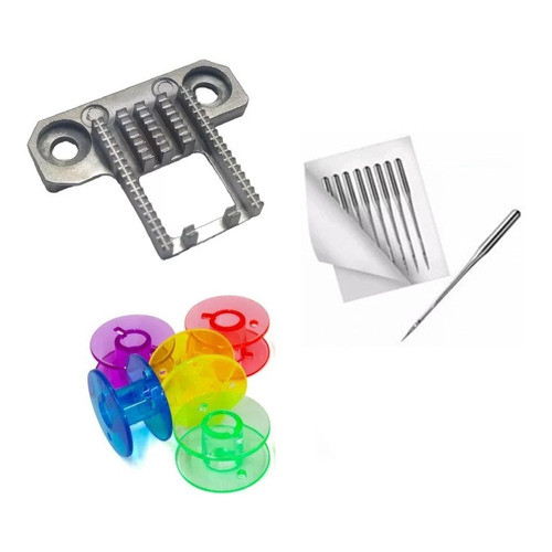 Dente Serrilha Maquina Singer Facilita Pro 4411 4423 5511 e Janome 4120qdc + Bobina e Agulhas