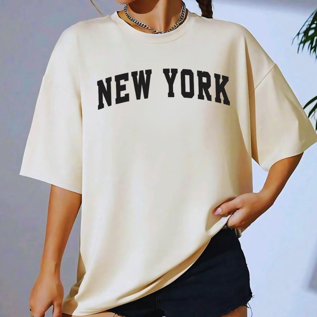 Camiseta feminina New York Oversized 100% Algodão- Estilo e Conforto.