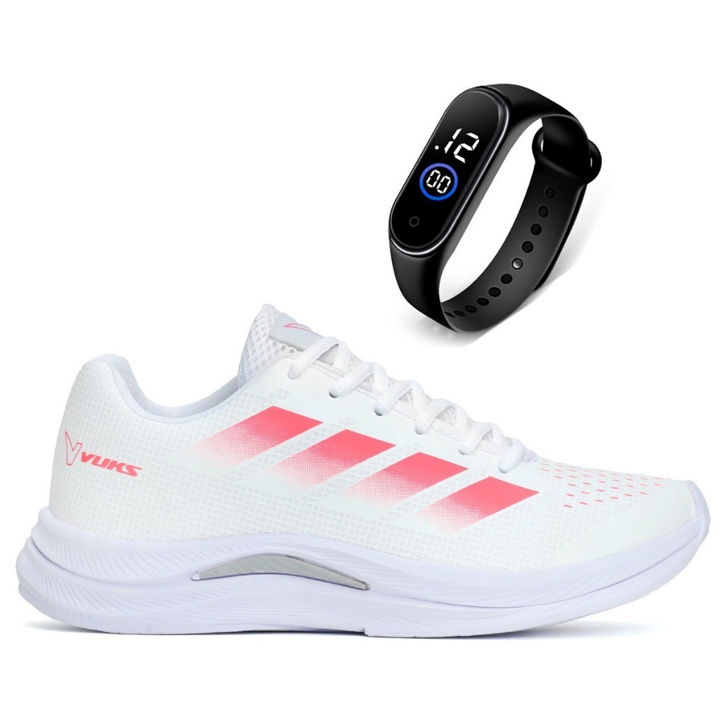 Tênis Feminino VUKS Leve Confortável Caminhada Academia Corrida + Relógio
