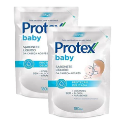 Kit 2 Refil Sabonete Líquido Infantil Protex Baby 180ml Cada