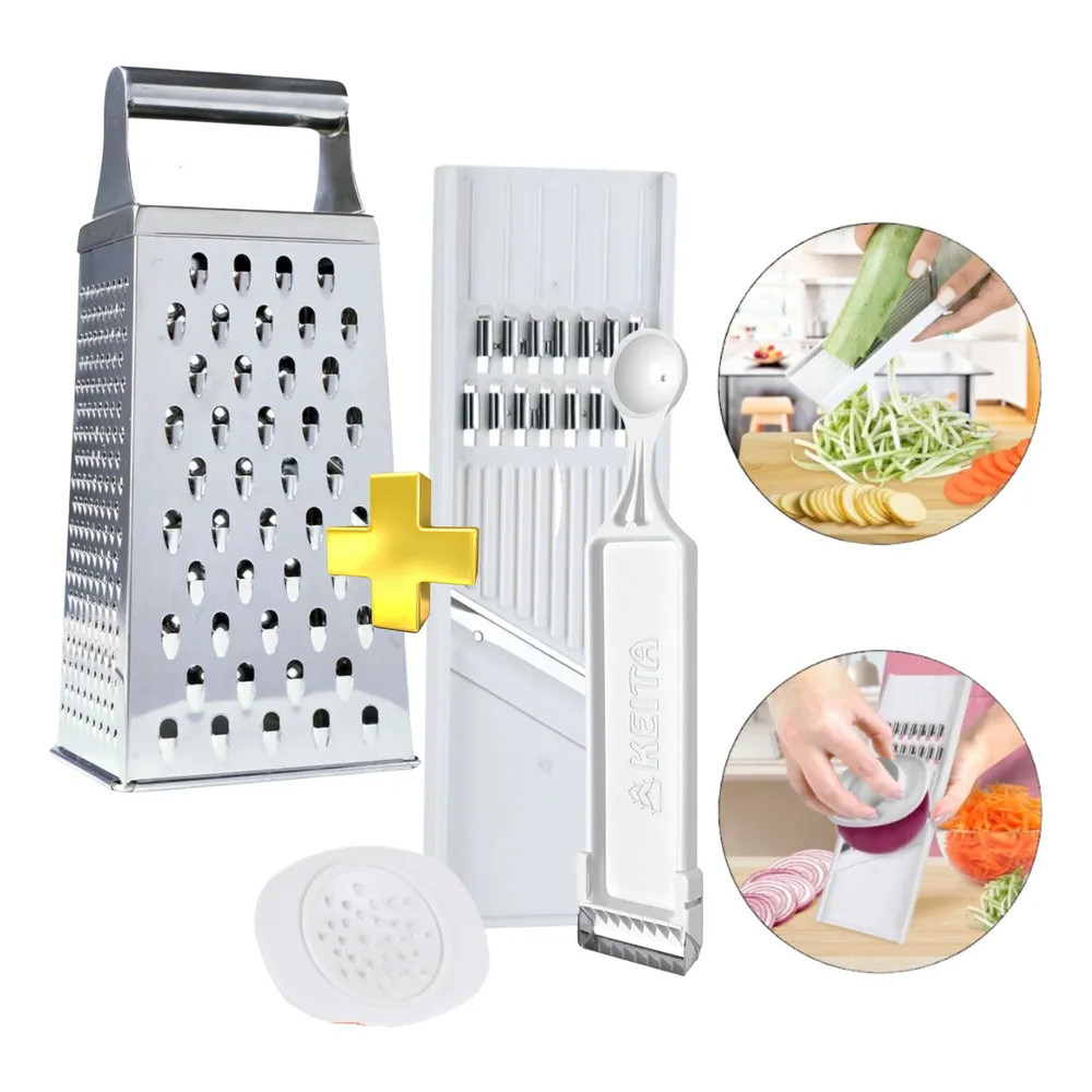 Ralador Fatiador Descascador Legumes Inox Kit