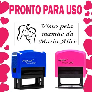 Carimbo Visto pela mamãe - Personalizado em Oferta na Shopee