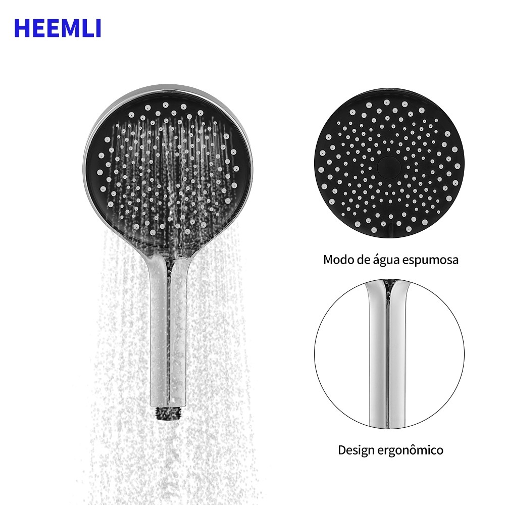 Heemli chuveirinho ABS 1/4 Conexão Universal Cascata Grande Fluxo Eletroplatado pressurizador hidromassagem Chuveirinho