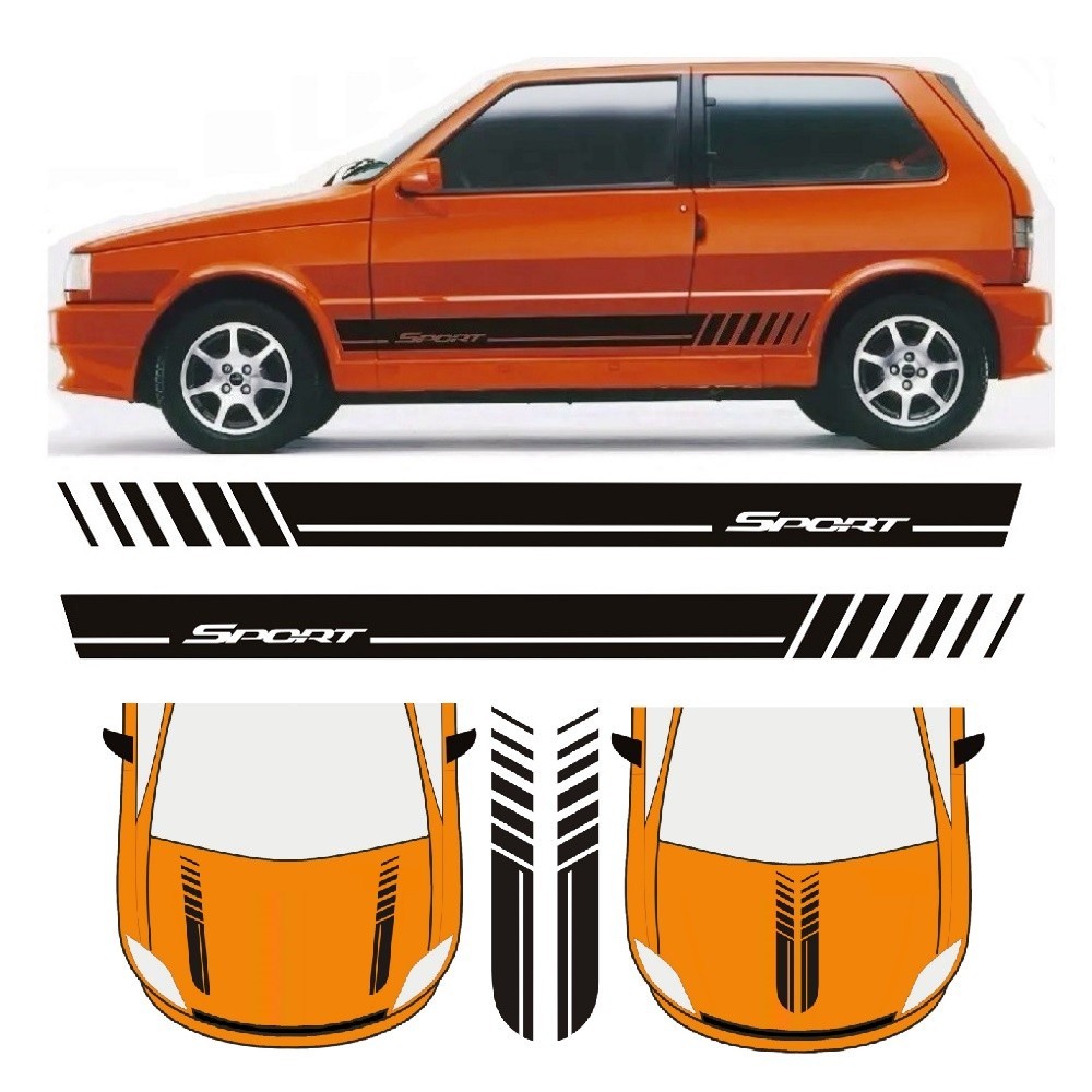 Adesivo Lateral Para Fiat Uno Premio Faixa Us4 E Capô C2 Tuning Faixa Colante Fita Adesiva