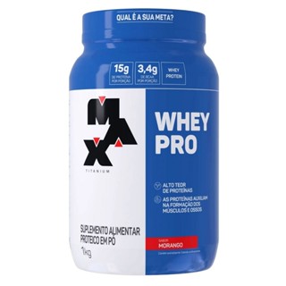 Whey Pro Pote 1kg Sabor Morango Max Titanium em Oferta na Shopee